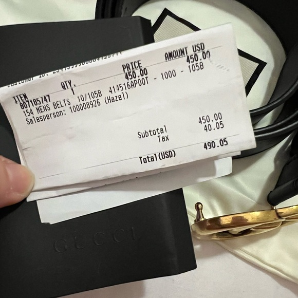 Gucci LEATHER BELT WITH DOUBLE G BUCKLE - Picture 6 of 8